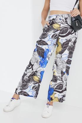 printed regular fit polyester women's casual wear culottes - multi