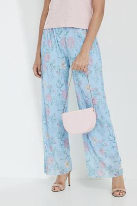 printed regular fit polyester women's casual wear culottes - powder blue