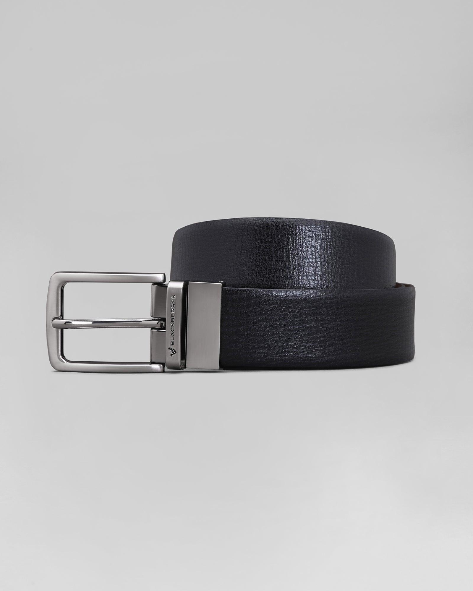 printed regular fit reversible belt in black tan (paraket)