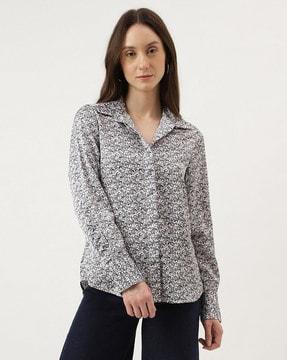 printed regular fit satin casual shirt