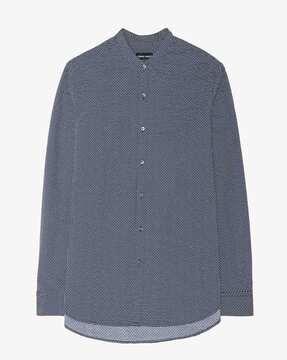 printed regular fit shirt with band collar