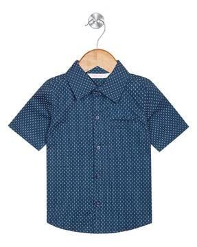 printed regular fit shirt with spread collar