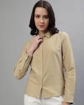 printed regular fit shirt with spread collar