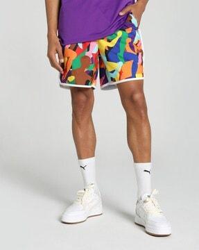 printed regular fit shorts with insert pockets