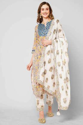 printed regular rayon knit women's kurta pant set - light pink