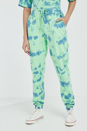 printed relaxed fit cotton women's active wear joggers - lime green
