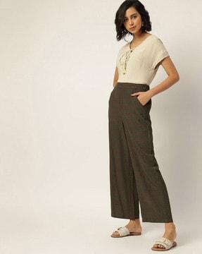printed relaxed fit flat-front pants