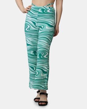 printed relaxed fit flat-front pants