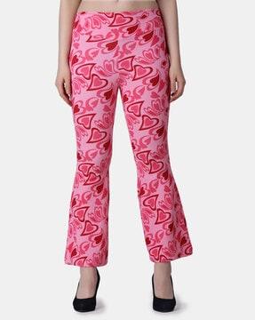 printed relaxed fit flat-front pants