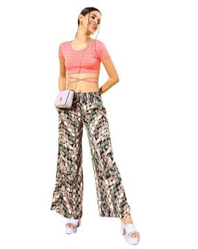 printed relaxed fit pants with insert pockets