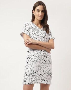 printed relaxed fit sheath dress