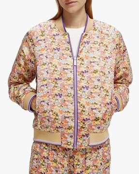 printed reversible bomber jacket with padding