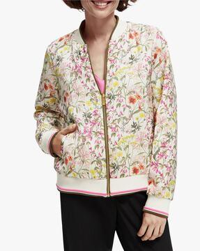 printed reversible padded bomber jacket