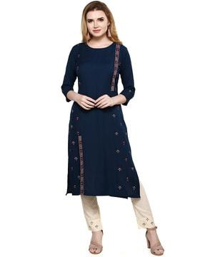 printed round-neck  kurta set