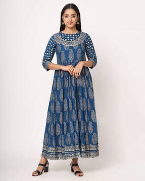 printed round-neck anarkali  kurti