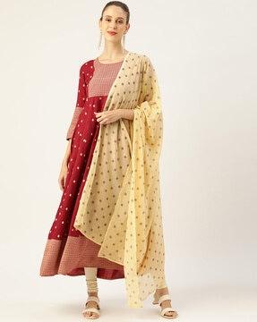 printed round-neck anarkali kurta set