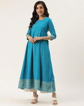 printed round-neck anarkali kurta