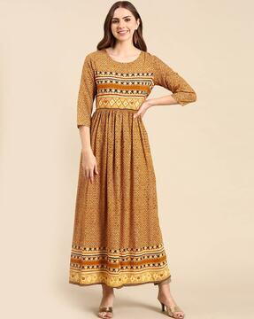 printed round-neck anarkali kurta