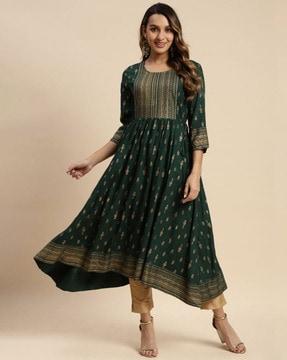 printed round-neck anarkali kurta