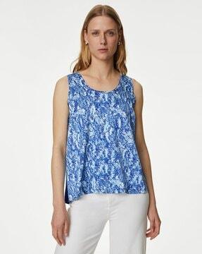 printed round-neck cami top