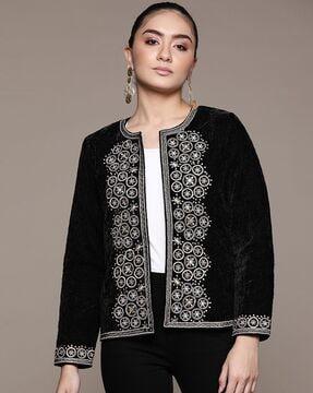 printed round-neck jacket