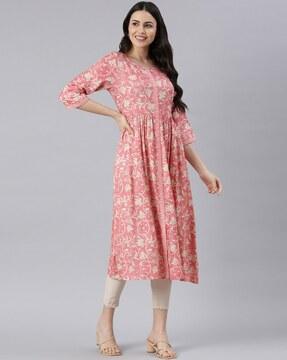 printed round-neck kurta