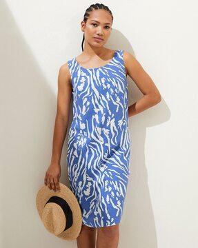 printed round-neck shift dress