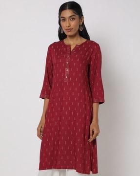 printed round-neck straight kurta