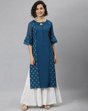 printed round-neck straight kurta