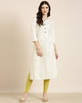 printed round-neck straight kurta