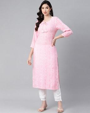 printed round-neck straight kurta