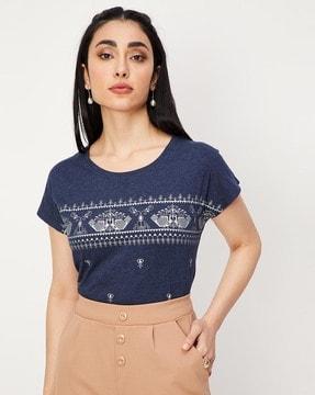 printed round-neck t-shirt with short sleeves