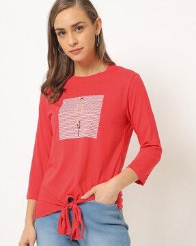 printed round-neck top