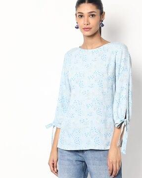 printed round-neck top