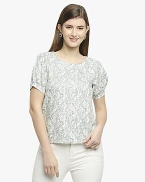 printed round-neck top