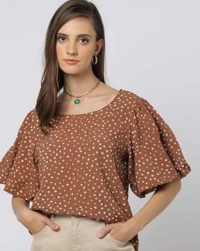 printed round-neck top