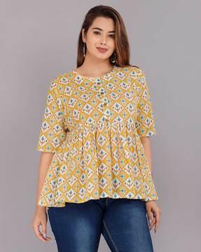 printed round-neck top