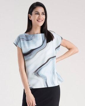 printed round-neck top