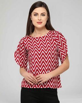 printed round-neck top