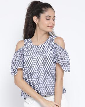 printed round-neck top