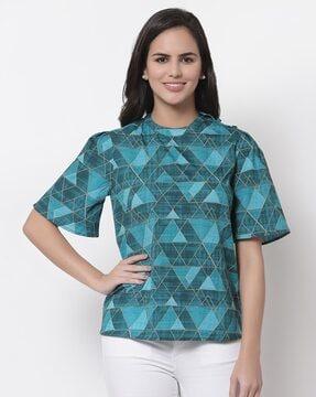 printed round-neck top