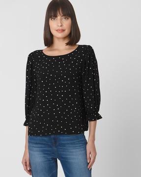 printed round-neck top