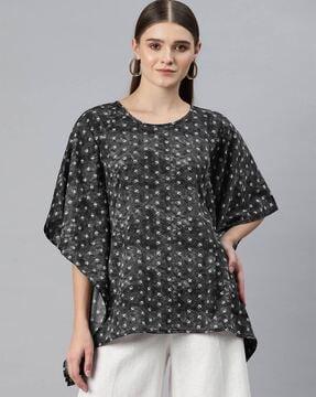printed round-neck top