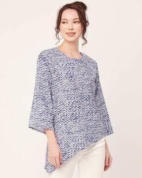 printed round-neck top