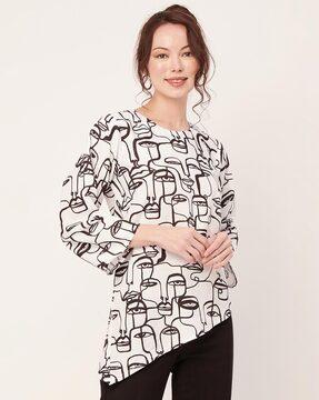 printed round-neck top