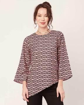 printed round-neck top