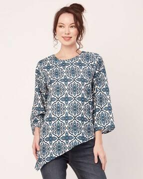 printed round-neck top