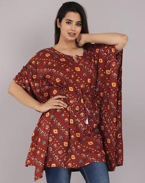 printed round-neck tunic