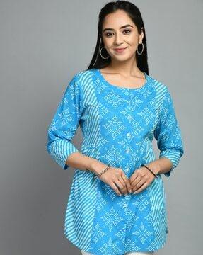 printed round-neck tunic