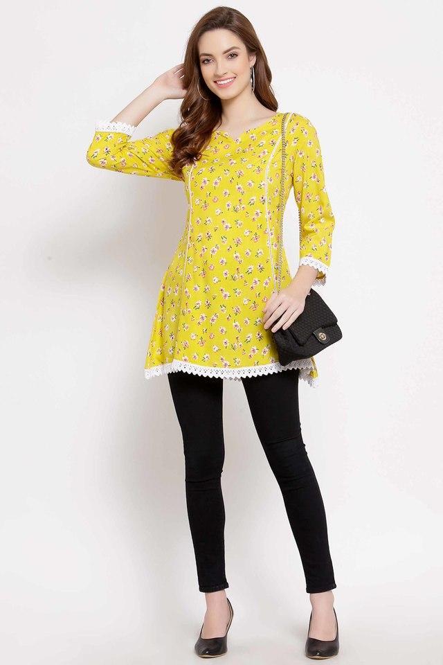 printed round neck womens tunic